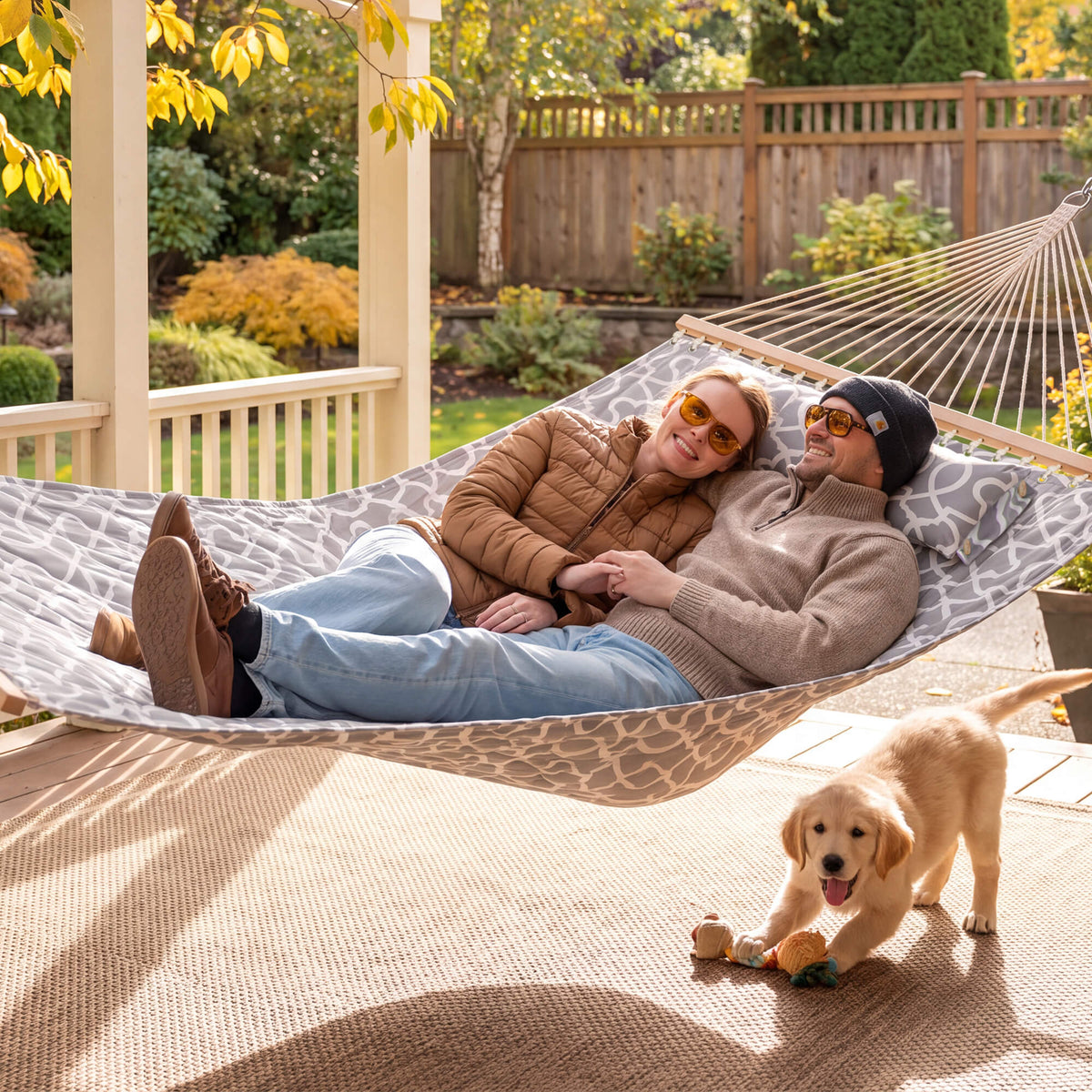 SUNCREAT Quilted Fabric Hammock, Grey Pattern#color_gray