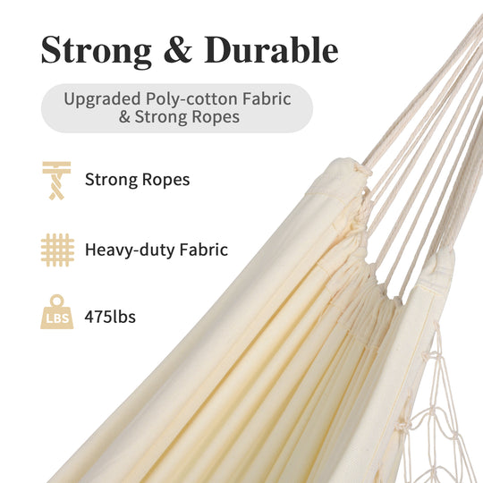 hammock with wood stand#color_beige-with-tassel