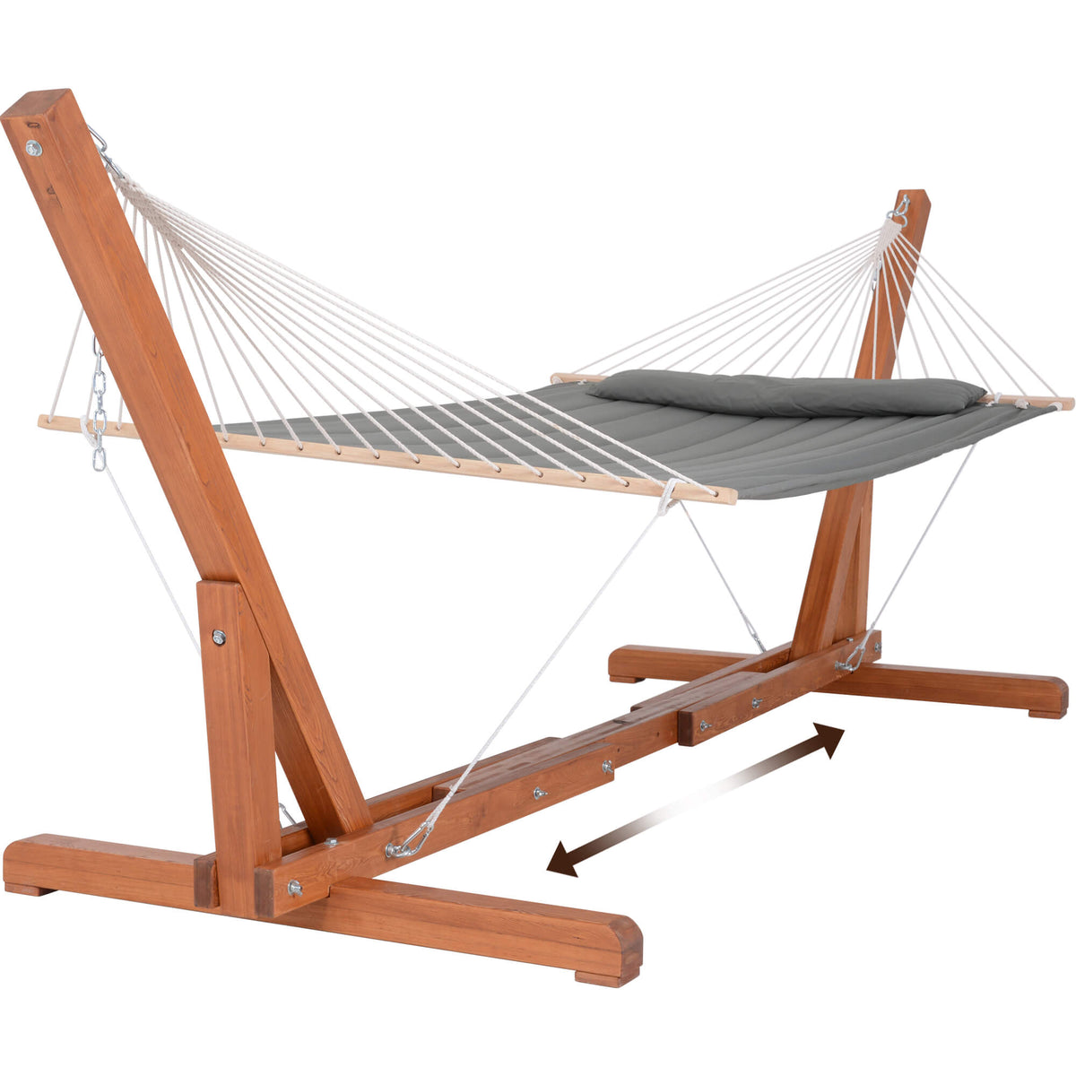 Outdoor Hammock with Adjustable 12-14 ft Wooden Stand, 475 lbs | SUNCR