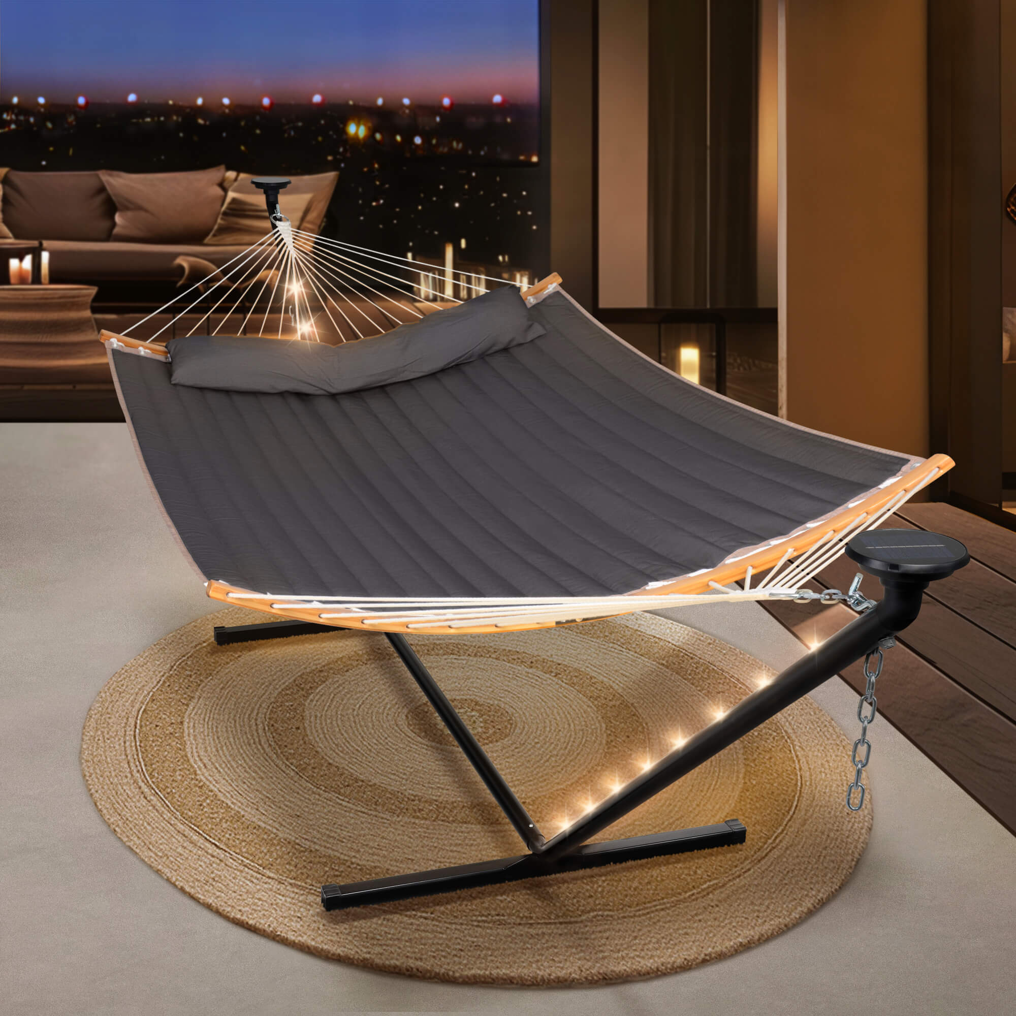 double hammock with stand  #color_dark-gray