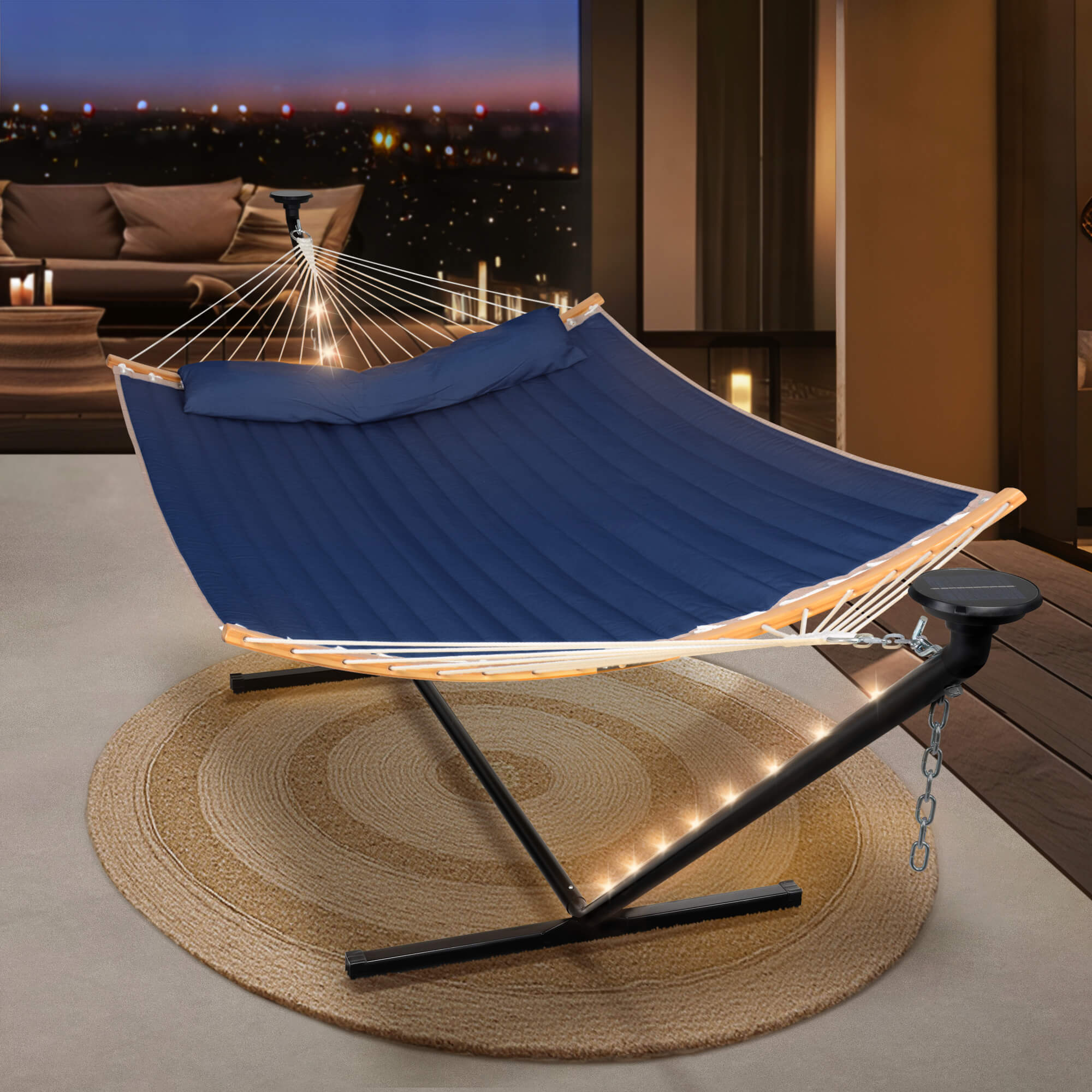 double hammock with stand  #color_dark-blue