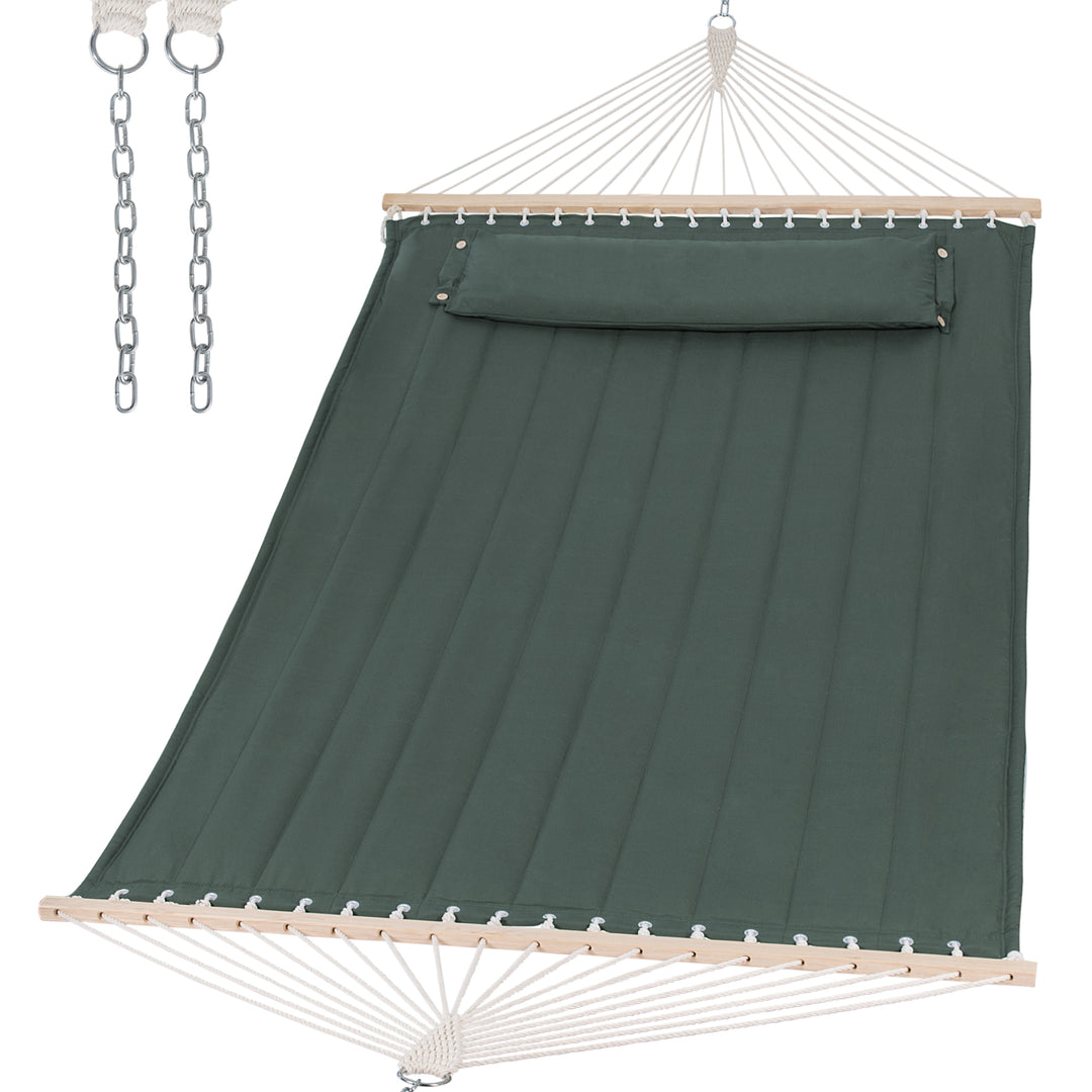 SUNCREAT Quilted Fabric Hammock#color_green-gray