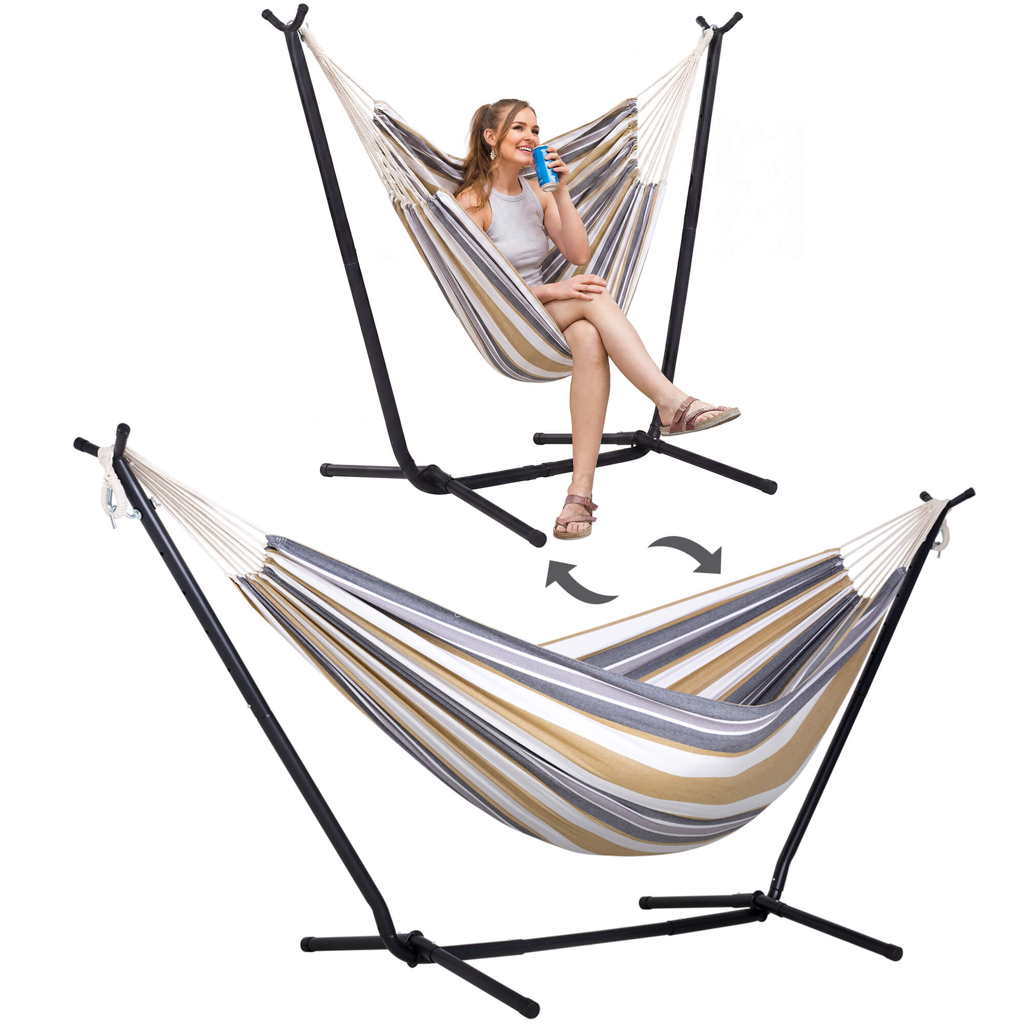 SUNCREAT-2-in-1 Heavy-Duty-2-Person-Hammock-with-Stand#color_coffee-striped-combo
