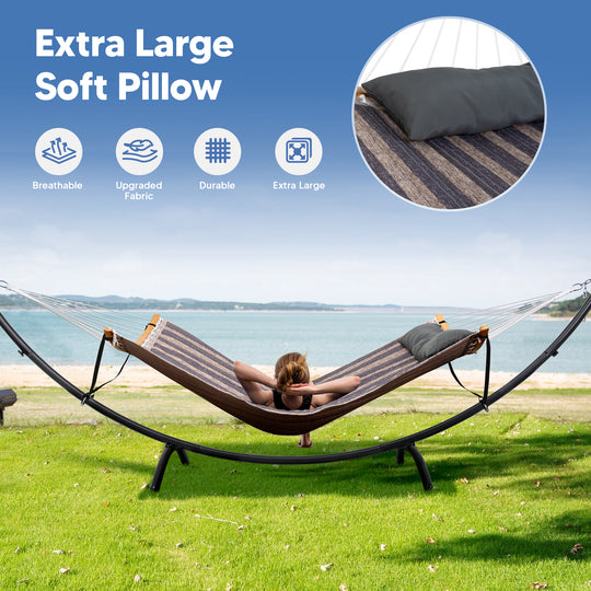 portable hammock with stand#color_dark-gray-stripes