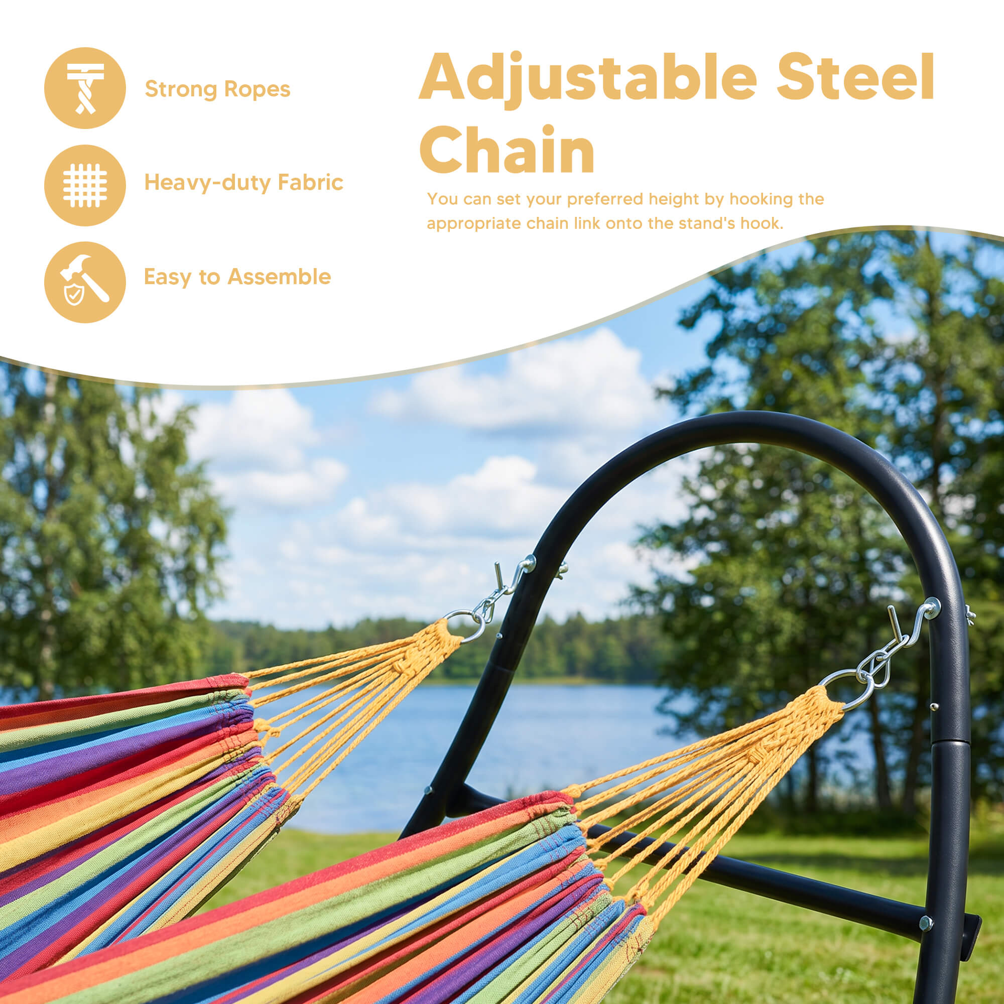 2 Person hammock with stand#color_colorful-stripes