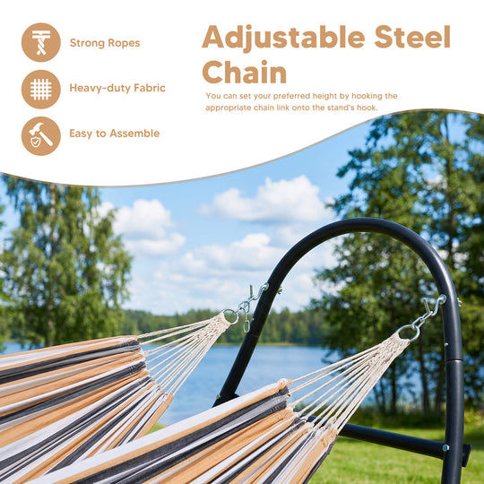 2 Person hammock with stand#color_coffee-stripes