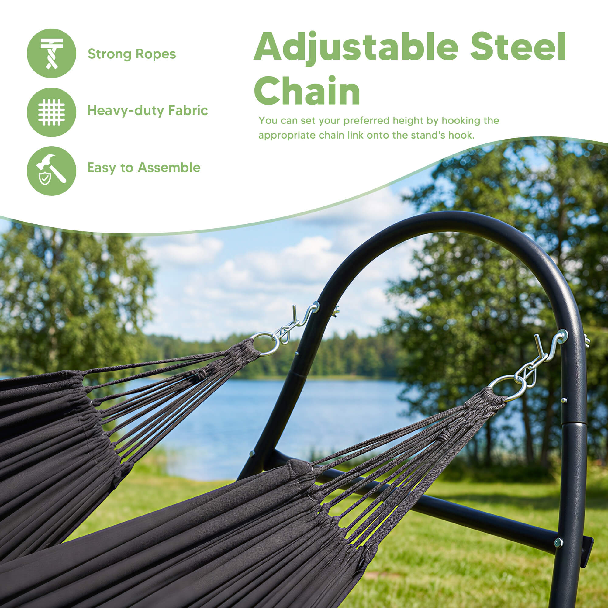 2 Person hammock with stand#color_dark-gray