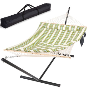 SUNCREAT-Cotton-Rope-Hammock-Green-Beige#color_green-beige
