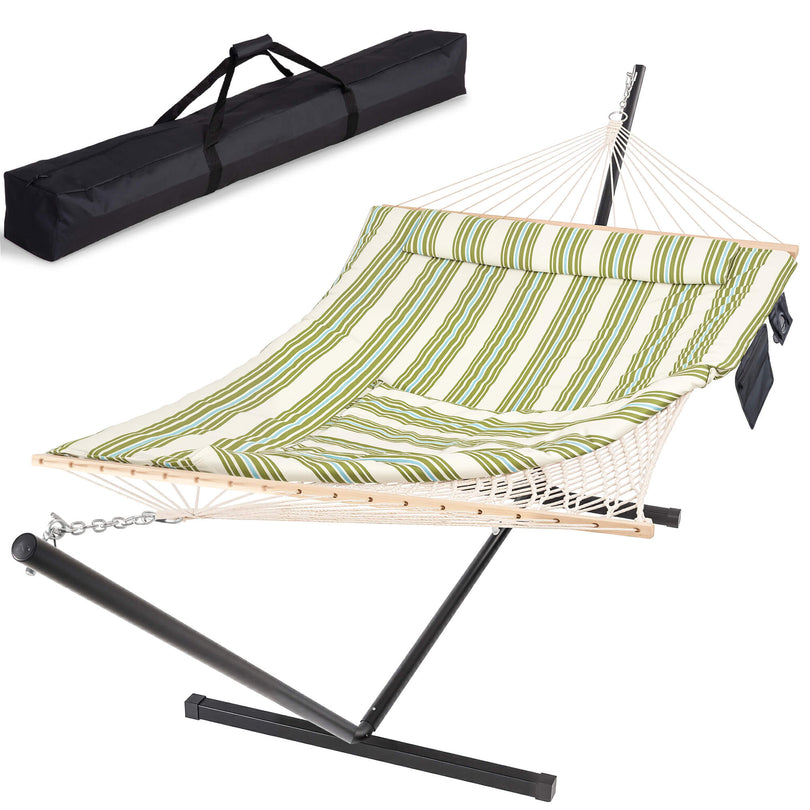 SUNCREAT-Cotton-Rope-Hammock-Green-Beige#color_green-beige