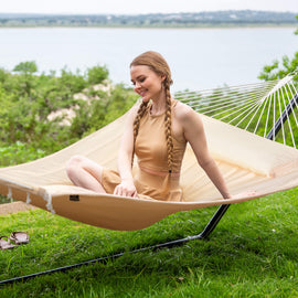 hammock with stand#color_beige