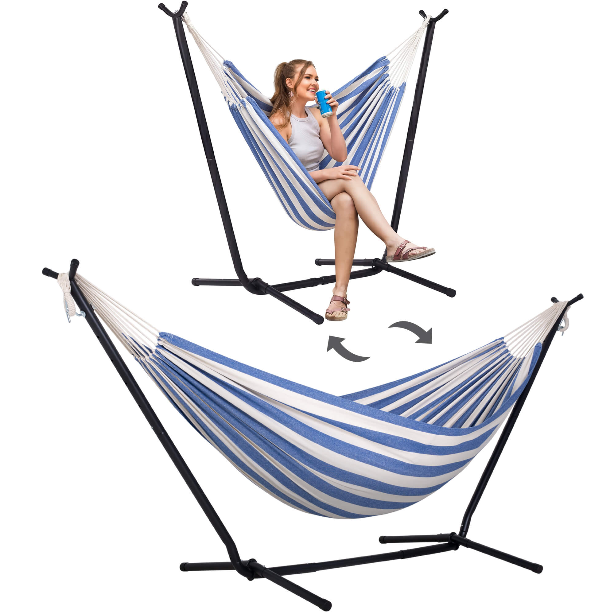 SUNCREAT-2-in-1 Heavy-Duty-2-Person-Hammock-with-Stand#color_blue-striped-combo