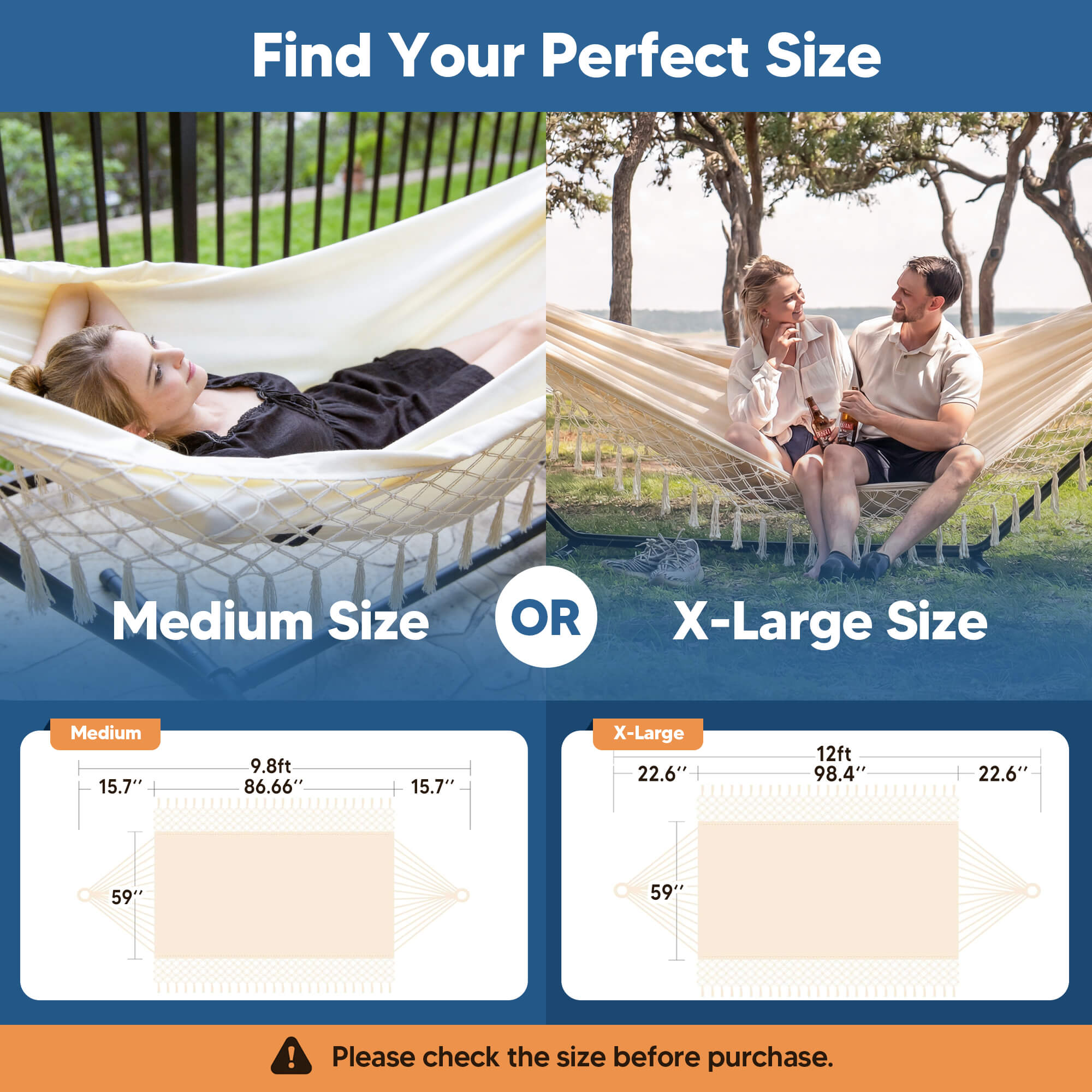 Camping Hammock for Outdoor#Color_beige-with-tassels
