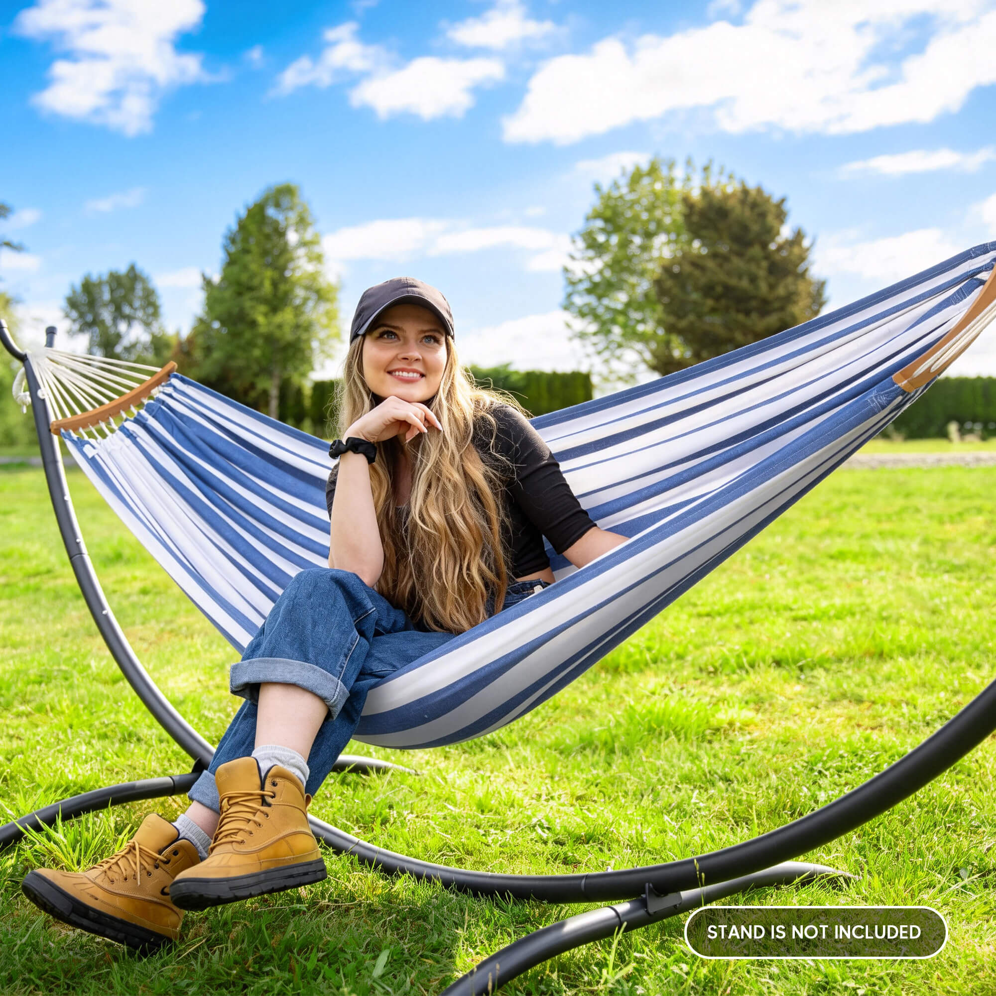canping hammocks#color_blue-white-stripes