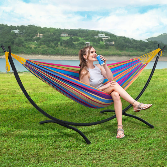 Portable Double Hammock with Stand for Outdoor & Backyard, Patent Pending, SUNCREAT