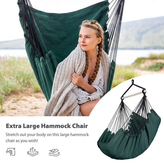 SUNCREAT Hammock Chair White#color_dark-green