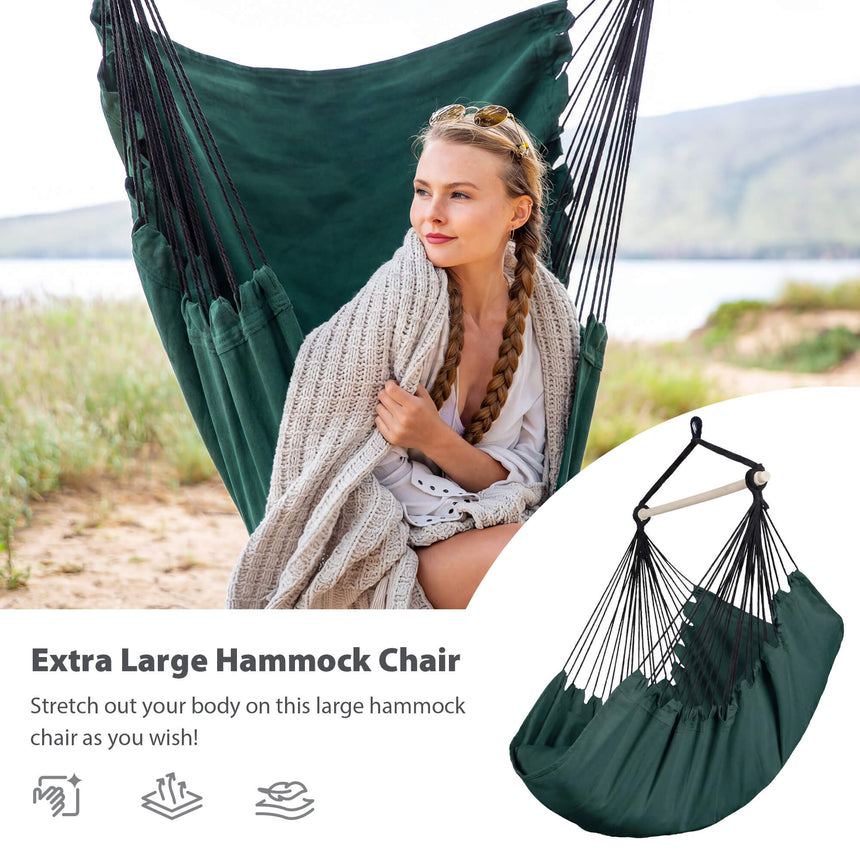 SUNCREAT Hammock Chair White#color_dark-green