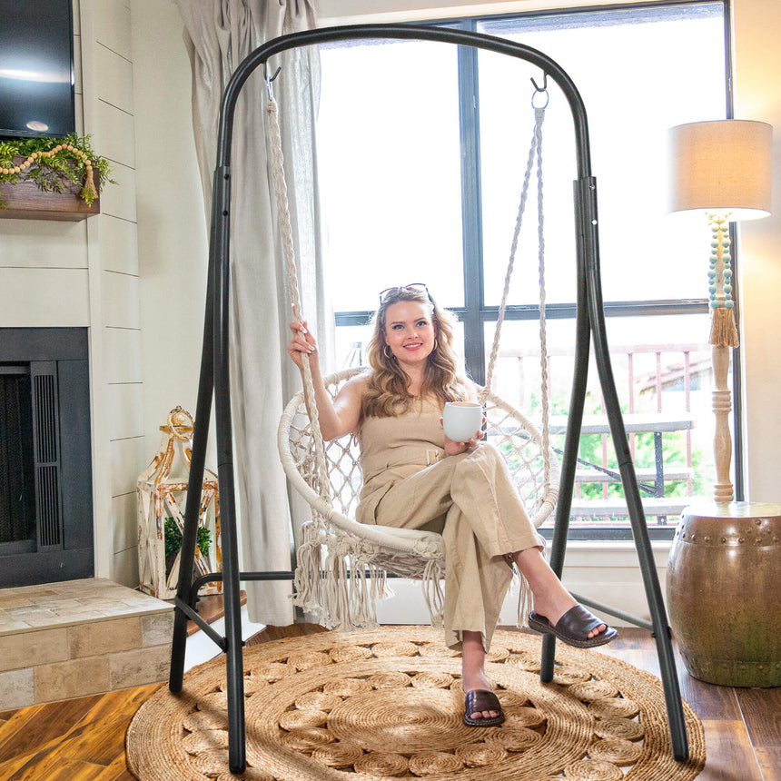 hammock chair with stand#color_white