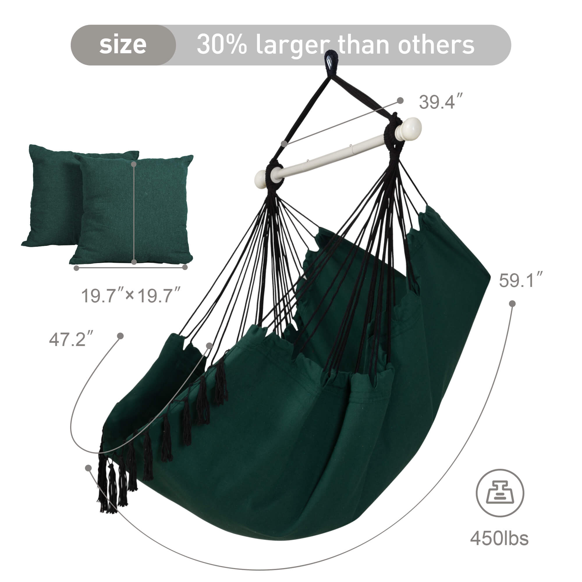 SUNCREAT Hammock Chair Gray#color_dark-green