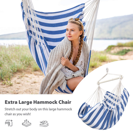 SUNCREAT Hammock Chair White#color_blue-white-Stripes