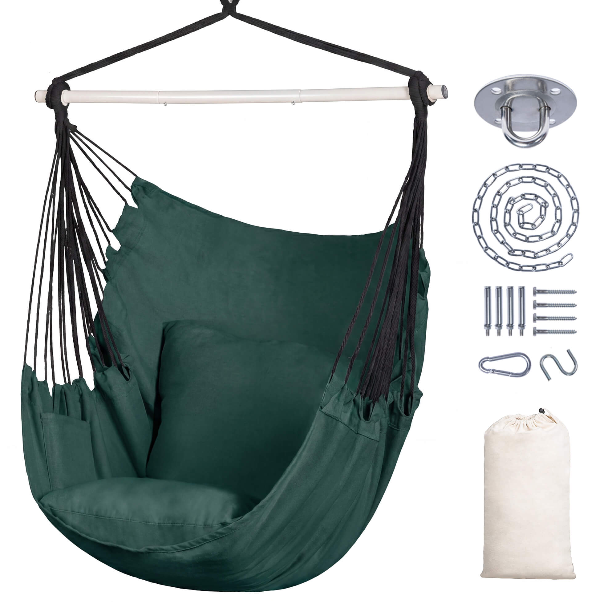 SUNCREAT Hammock Chair White#color_dark-green