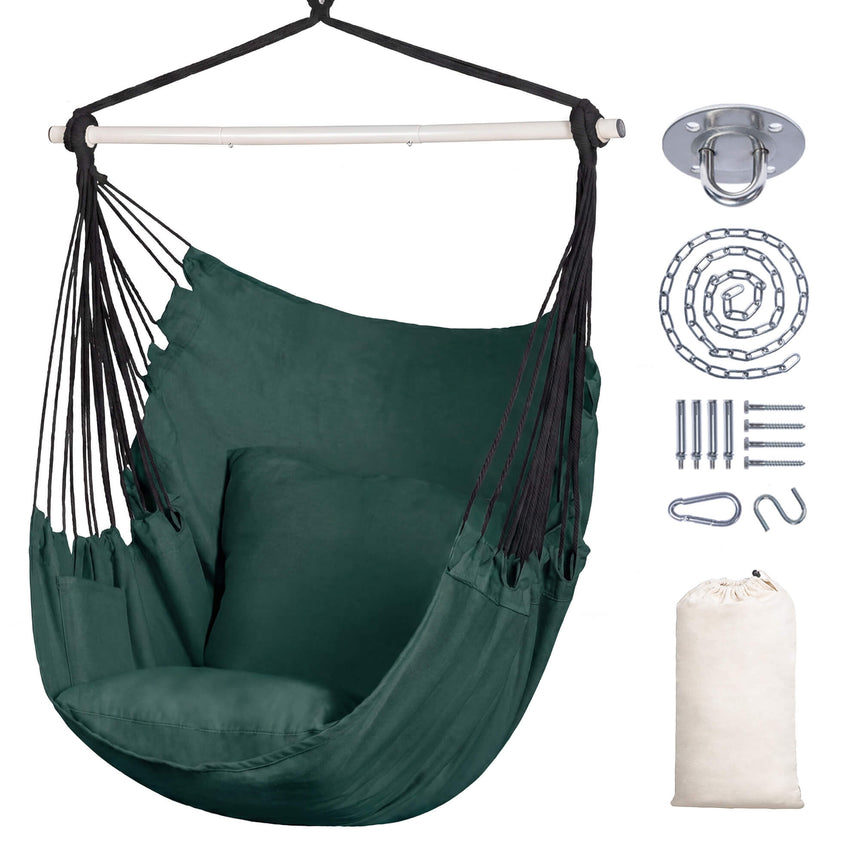 SUNCREAT Hammock Chair White#color_dark-green