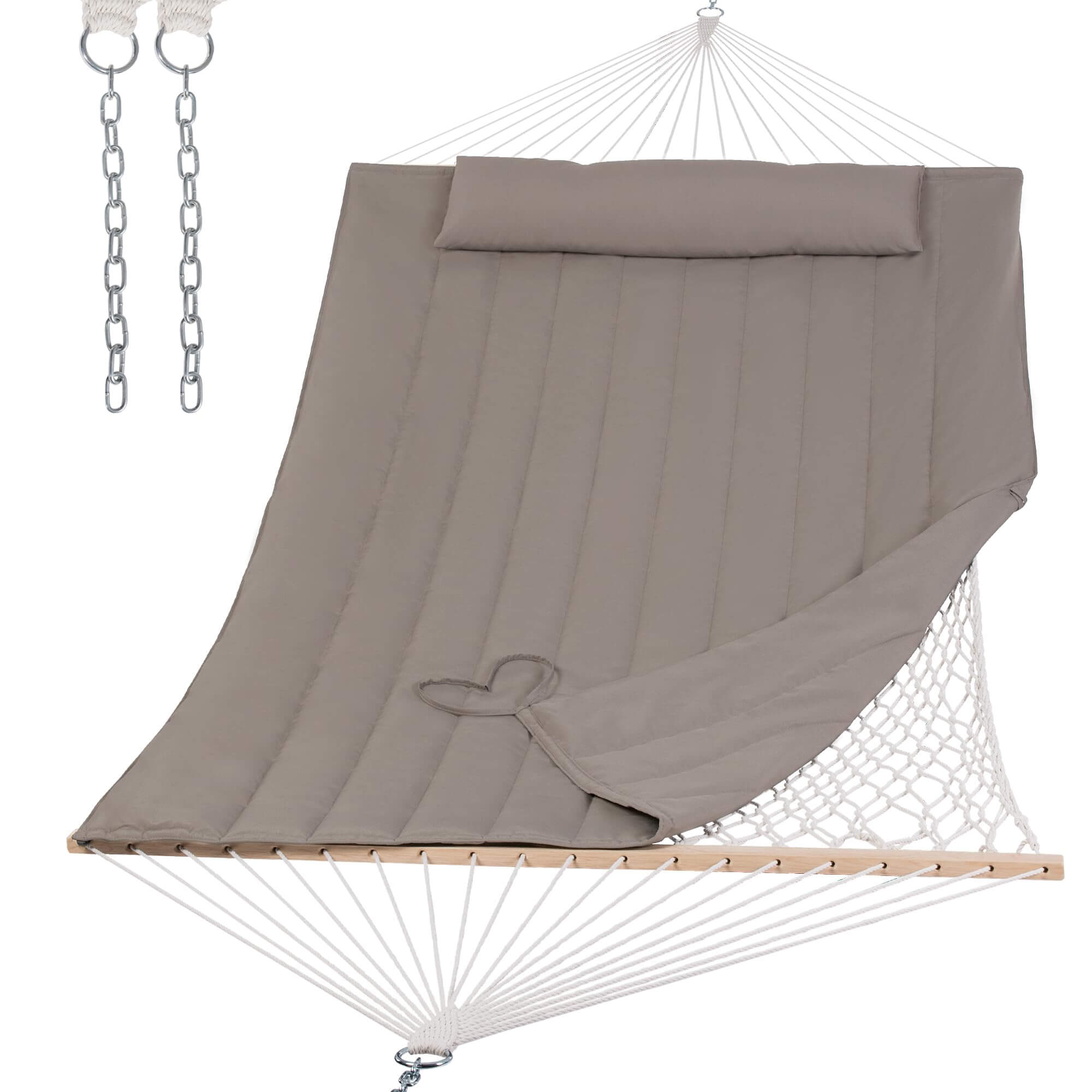 Double Hammock with Removable Cotton Rope Pad & Spreader Bar |SUNCREAT