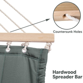 Large Double Quilted Fabric Hammock with 12 Ft/15 Ft Stand & Pillow |SUNCREAT