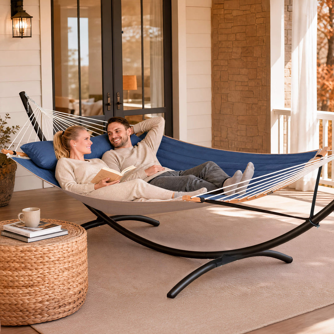 portable hammock with stand#color_dark-blue