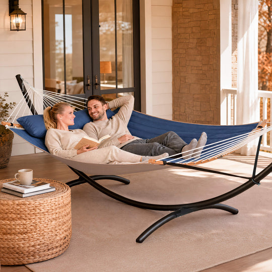 portable hammock with stand#color_dark-blue