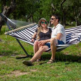 hammock with stand#color_black-stripes