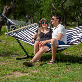 hammock with stand#color_black-stripes