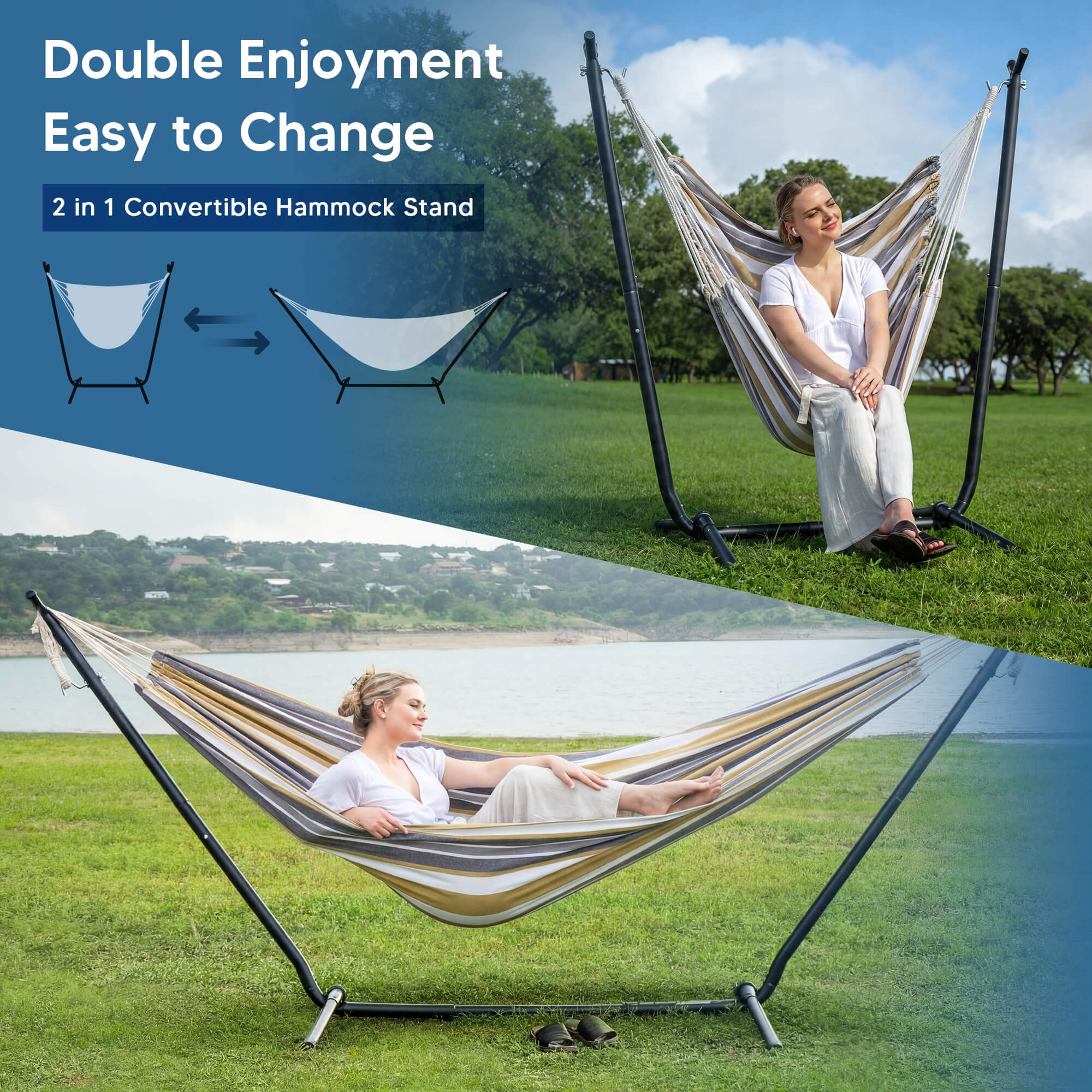 SUNCREAT-2-in-1 Heavy-Duty-2-Person-Hammock-with-Stand#color_coffee-striped-combo