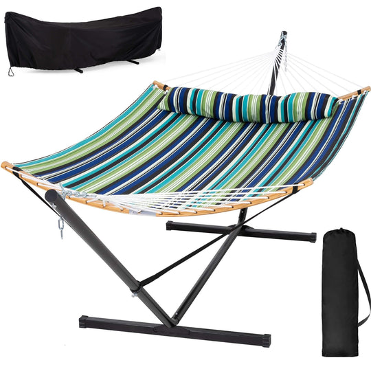 SUNCREAT-Double-Quilted-Hammock-with-Stand#color_dark-green-stripes