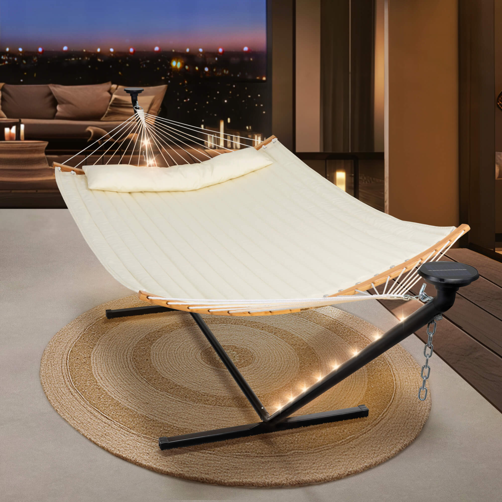 double hammock with stand  #color_beige