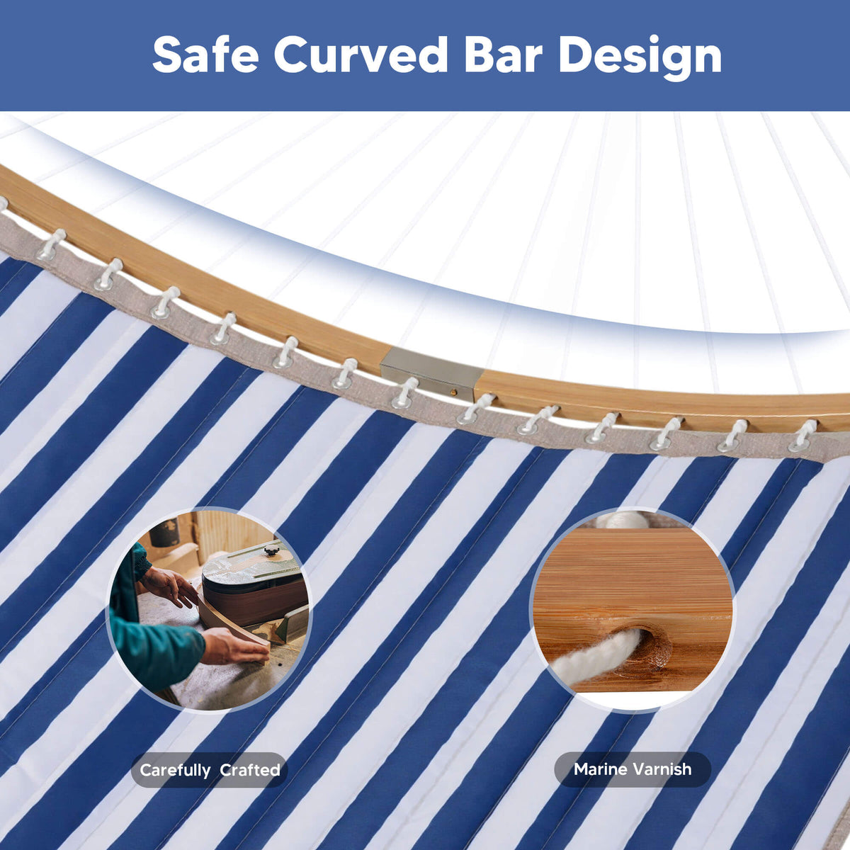 Double Quilted Hammock with Curved Bamboo Bar & Portable Stand |SUNCREAT