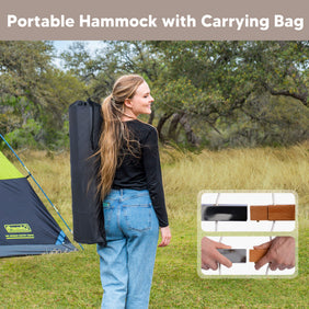 Double Quilted Hammock with Curved Bamboo Bar & Portable Stand |SUNCREAT