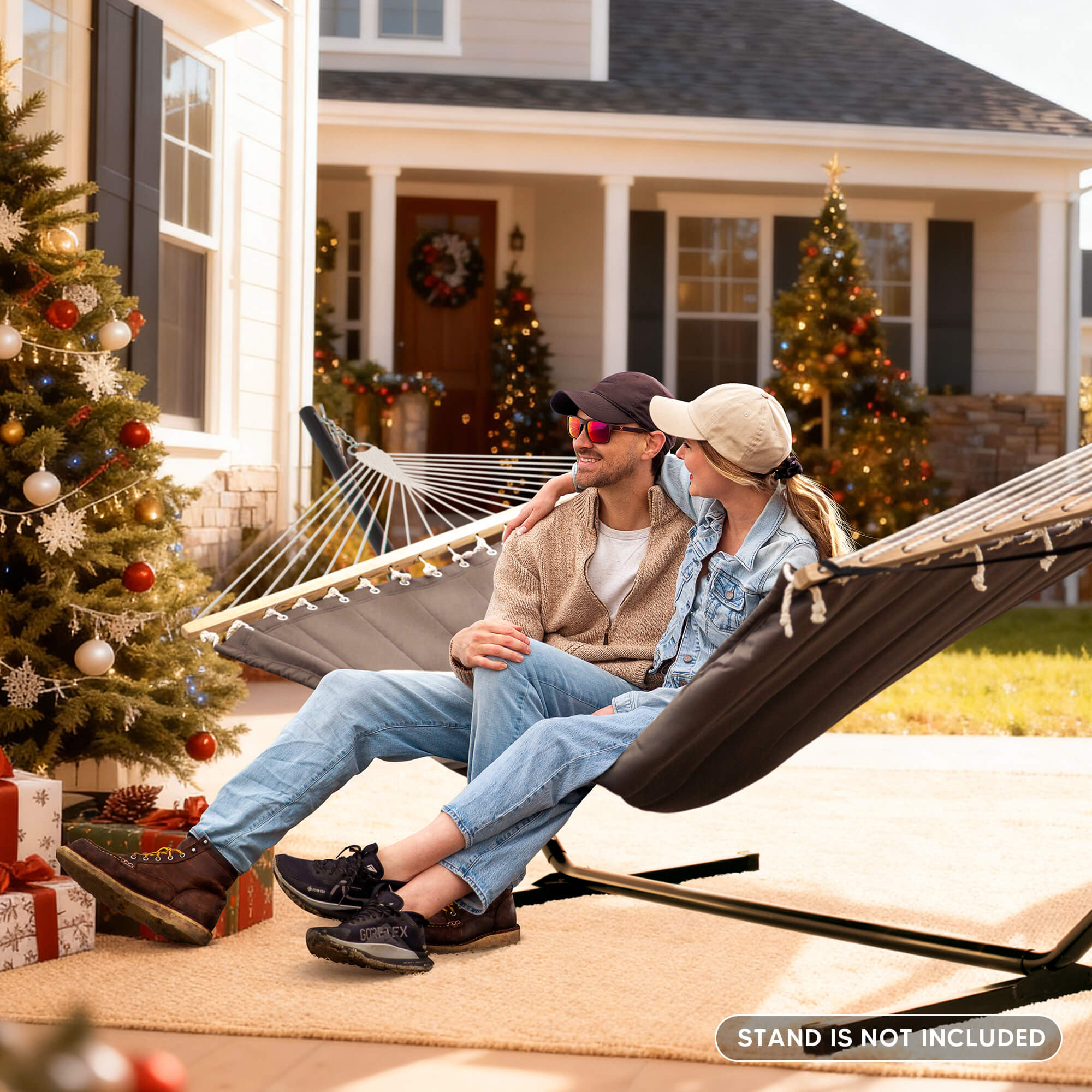 SUNCREAT Quilted Fabric Hammock#color_brown
