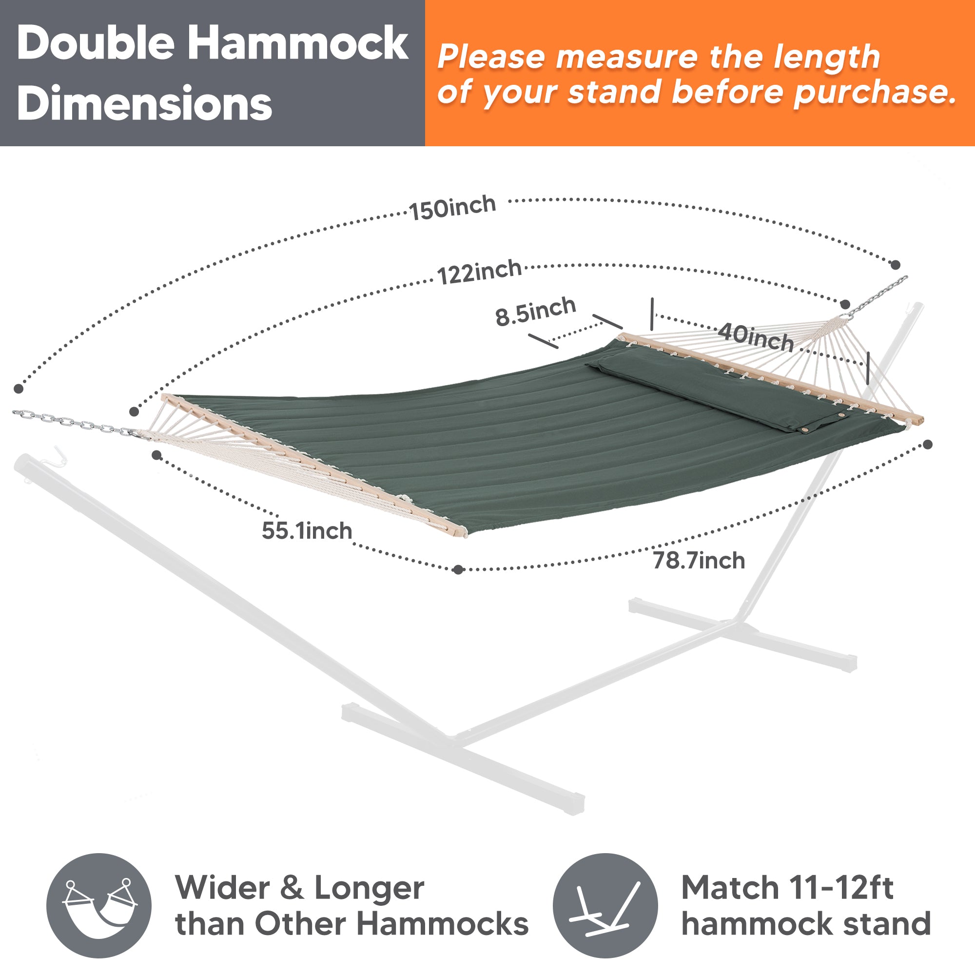 SUNCREAT Quilted Fabric Hammock#color_green-gray