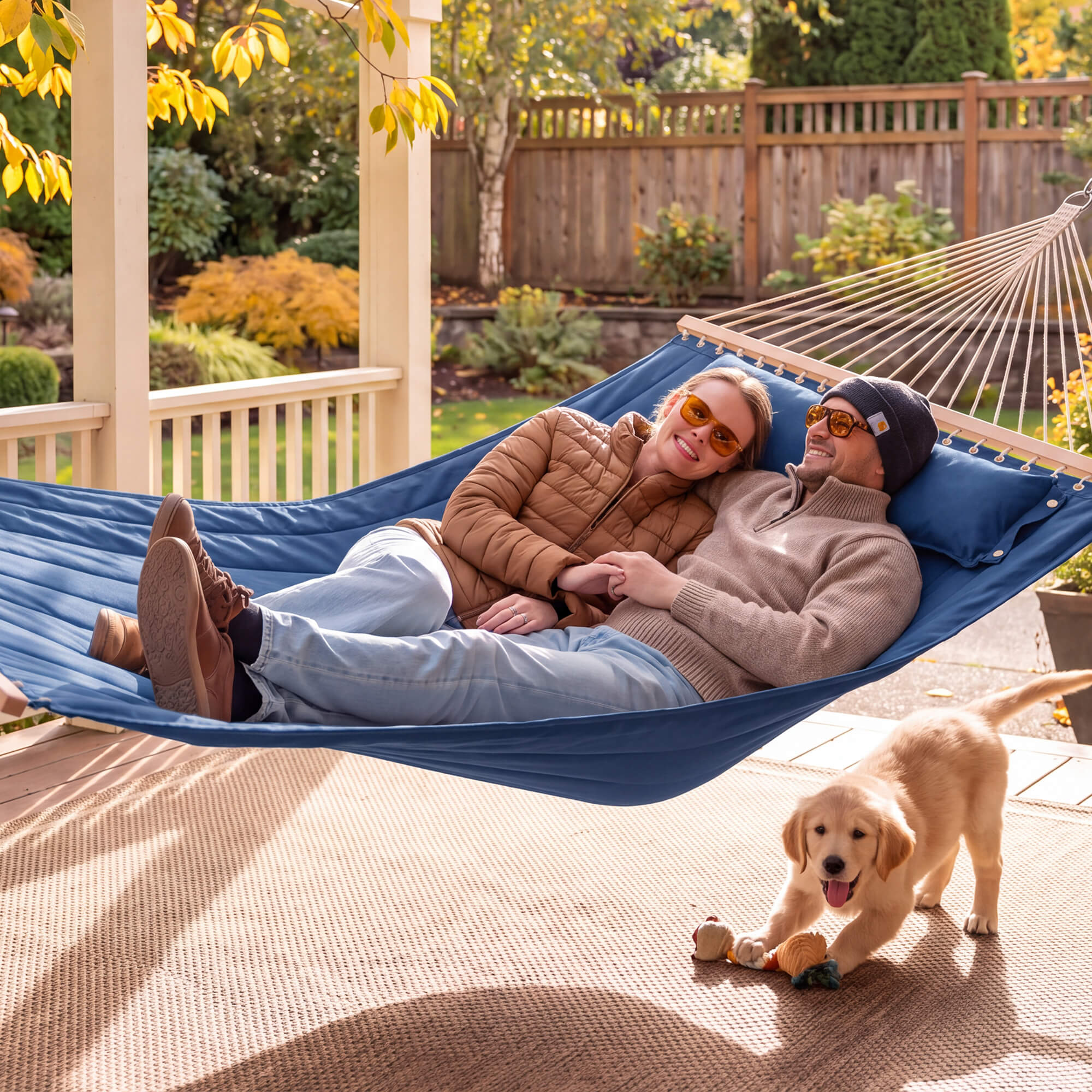 SUNCREAT Quilted Fabric Hammock#color_navy