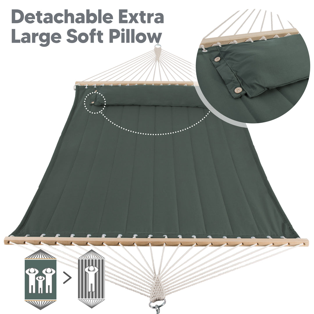 SUNCREAT Quilted Fabric Hammock#color_green-gray