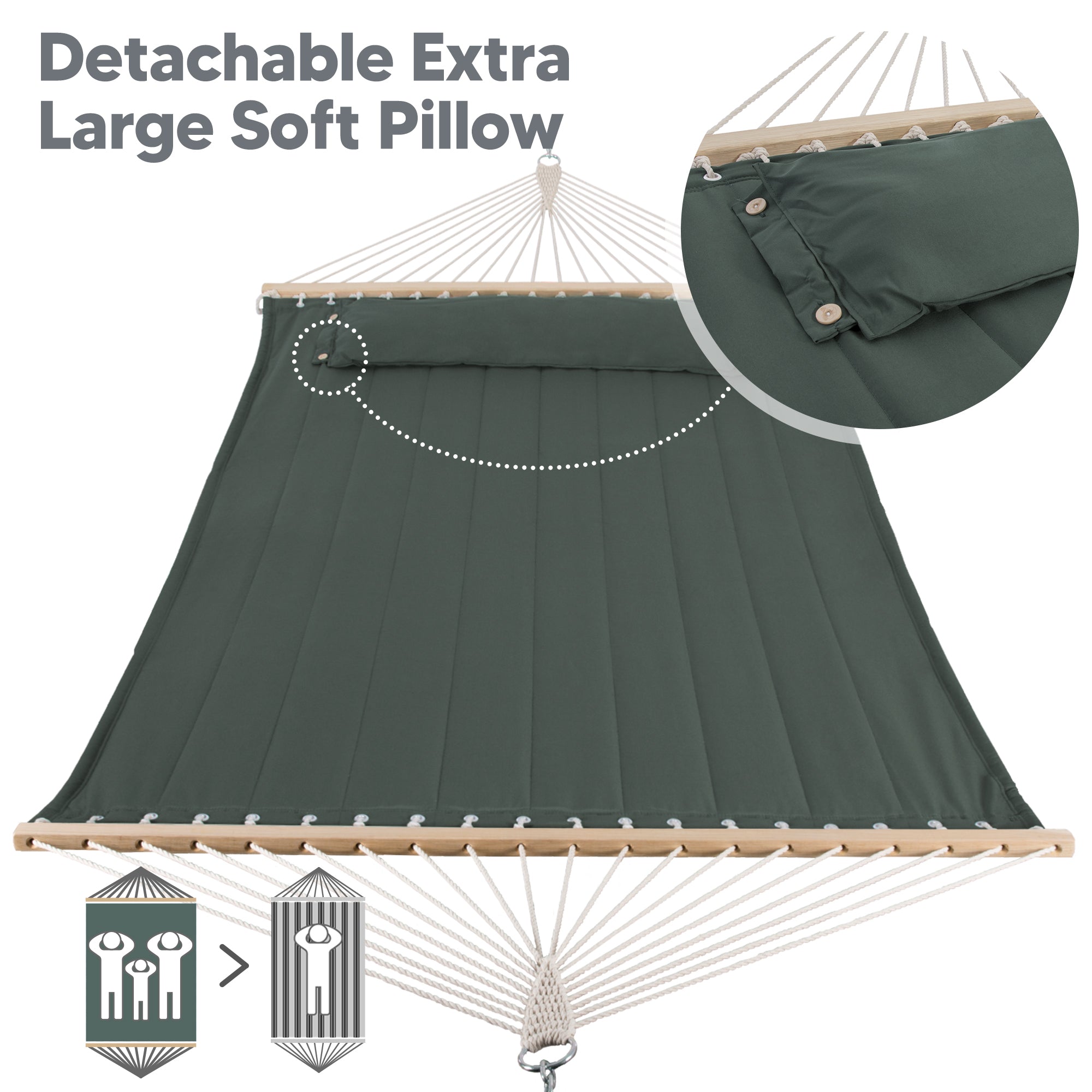SUNCREAT Quilted Fabric Hammock#color_green-gray