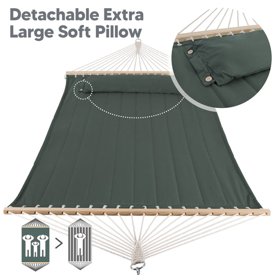 SUNCREAT Quilted Fabric Hammock#color_green-gray