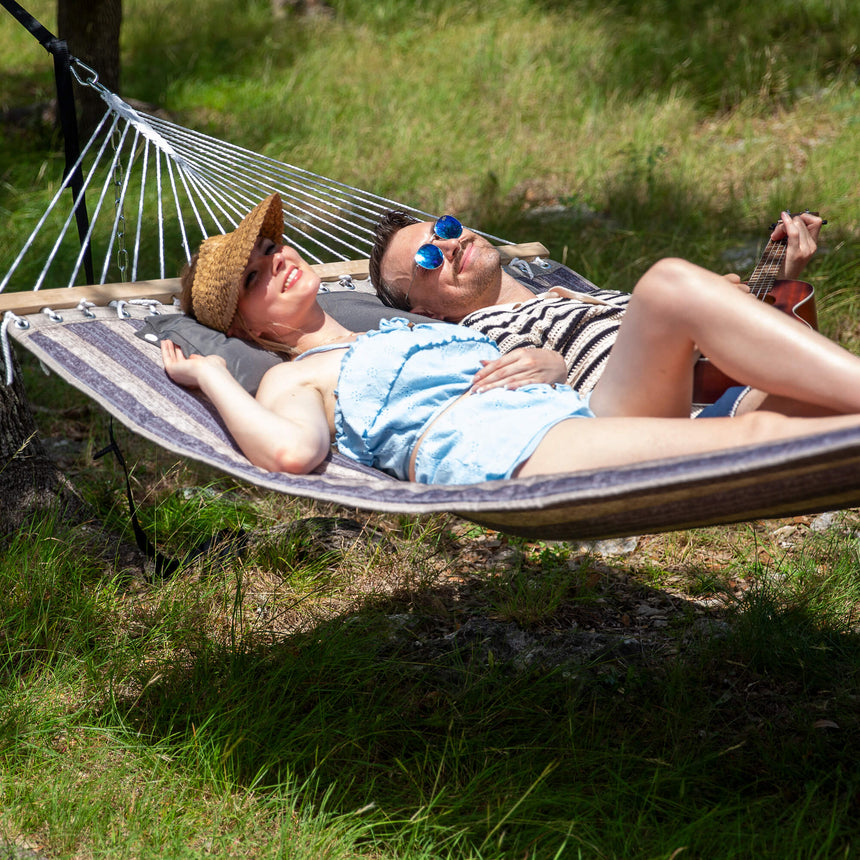 SUNCREAT Quilted Fabric Hammock#color_gray-stripes
