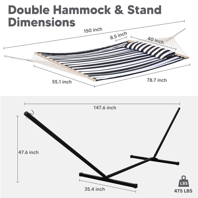 hammock with stand#color_black-stripes
