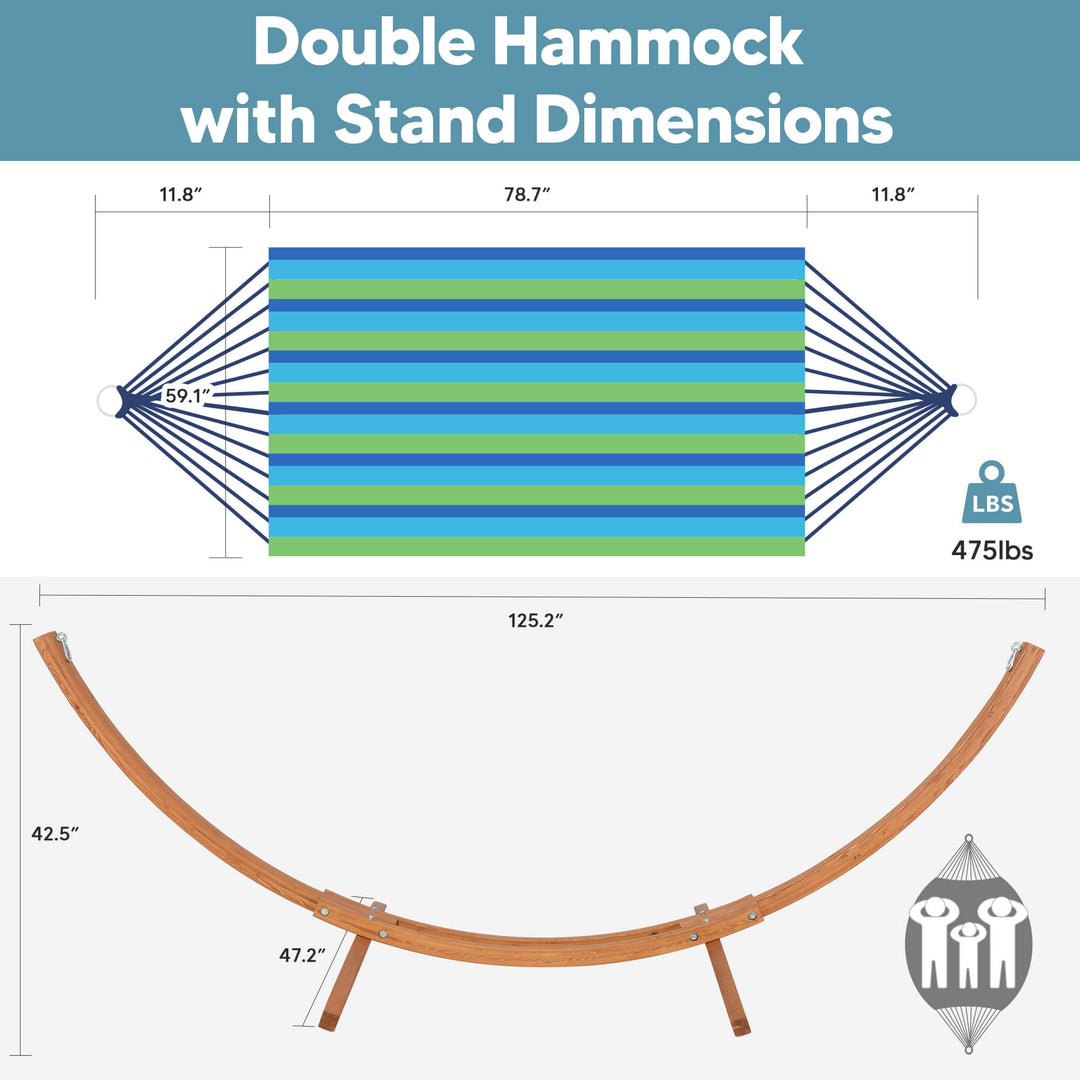 hammock with wooden stand#color_blue-stripe