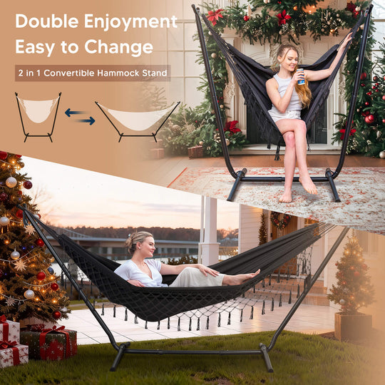 SUNCREAT-2-in-1 Heavy-Duty-2-Person-Hammock-with-Stand#color_gray-with-tassels
