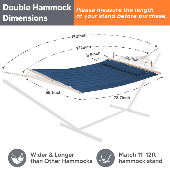 SUNCREAT Quilted Fabric Hammock#color_navy