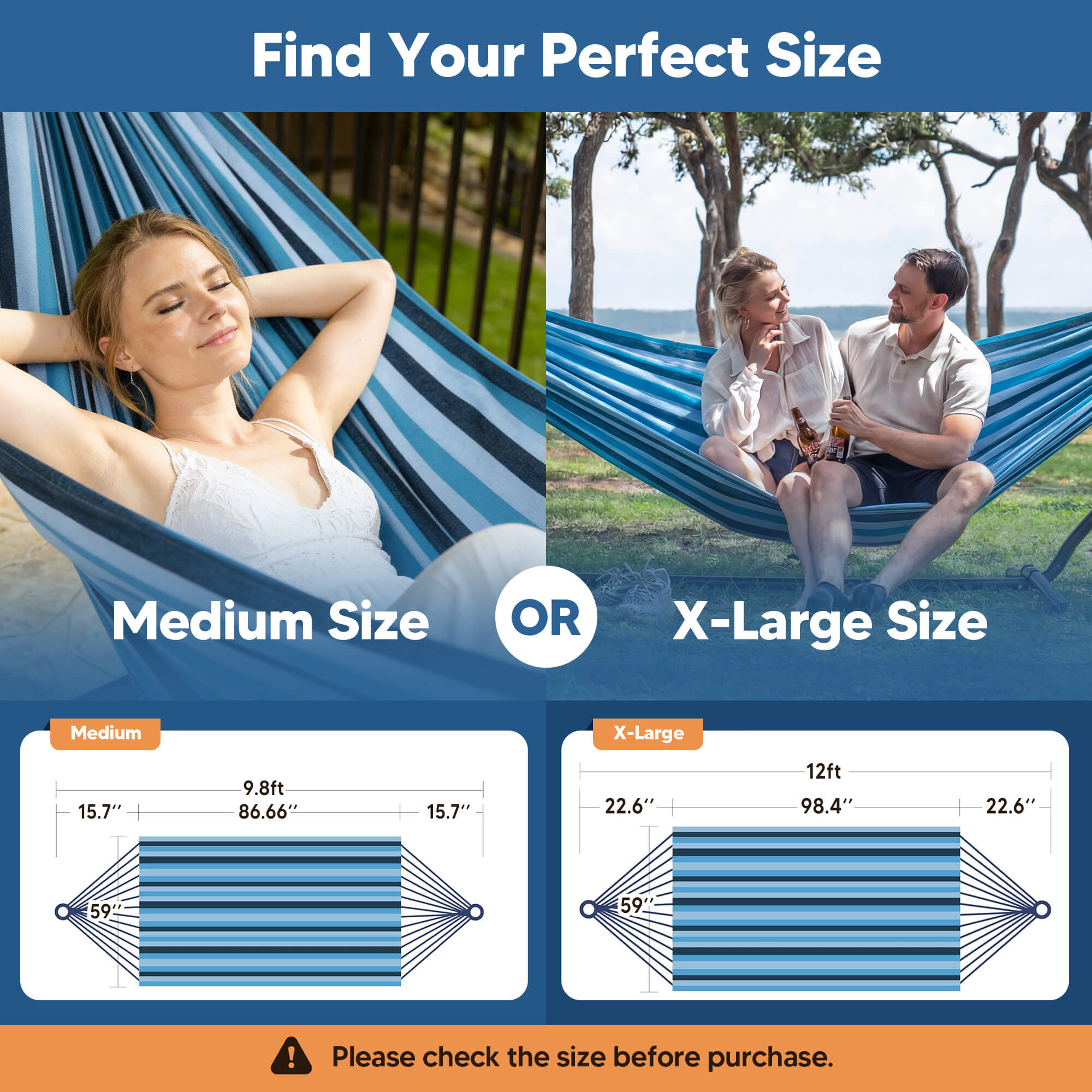 Camping Hammock for Outdoor#Color_light-blue-stripes