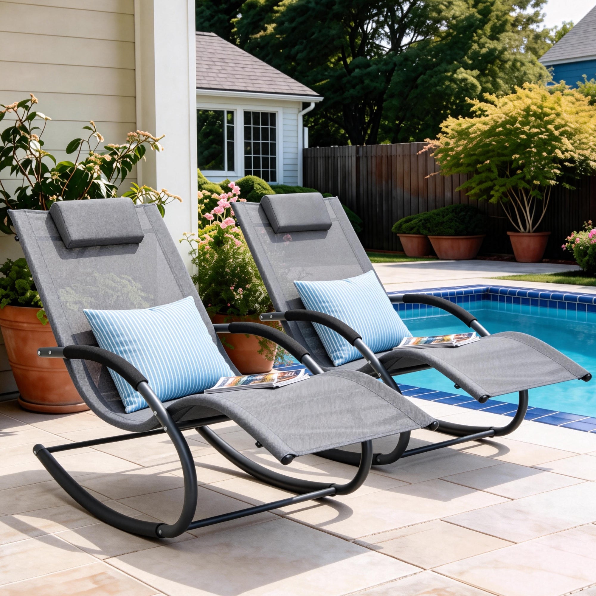 Outdoor Lounge Chair #color_grayish-blue-2