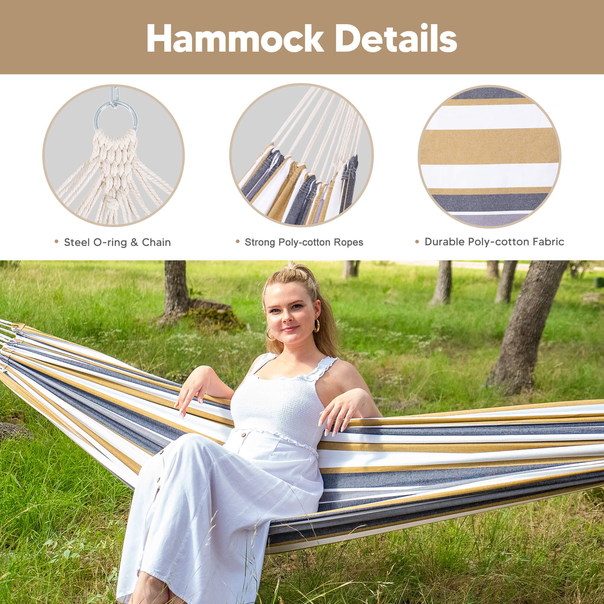 hammock with stand#color_coffee-stripes
